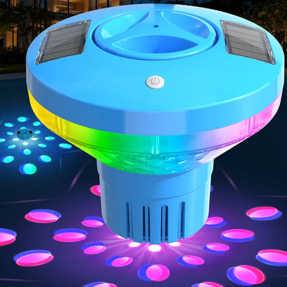Illuminate Your Pool with the Solar Chlorine Floater - Colorful Light Show & Adjustable Dispenser for Effortless Maintenance!
