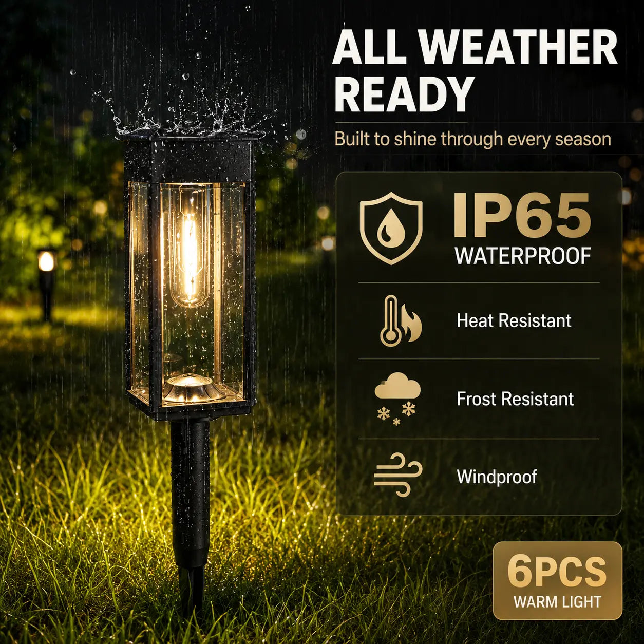 Illuminate Your Outdoors: 6 Pack of Stylish Solar Pathway Lights for a Warm and Inviting Glow