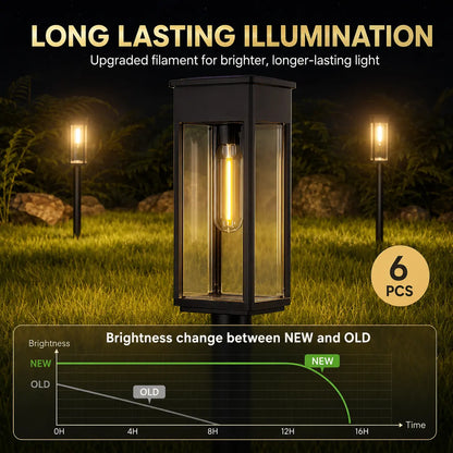 Illuminate Your Outdoors: 6 Pack of Stylish Solar Pathway Lights for a Warm and Inviting Glow