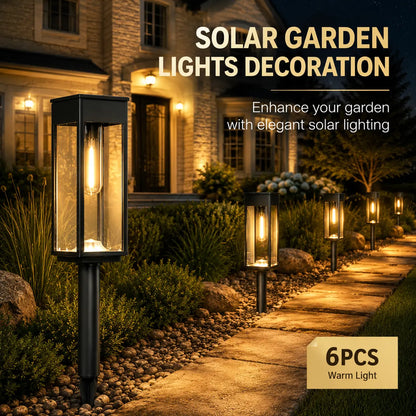Illuminate Your Outdoors: 6 Pack of Stylish Solar Pathway Lights for a Warm and Inviting Glow