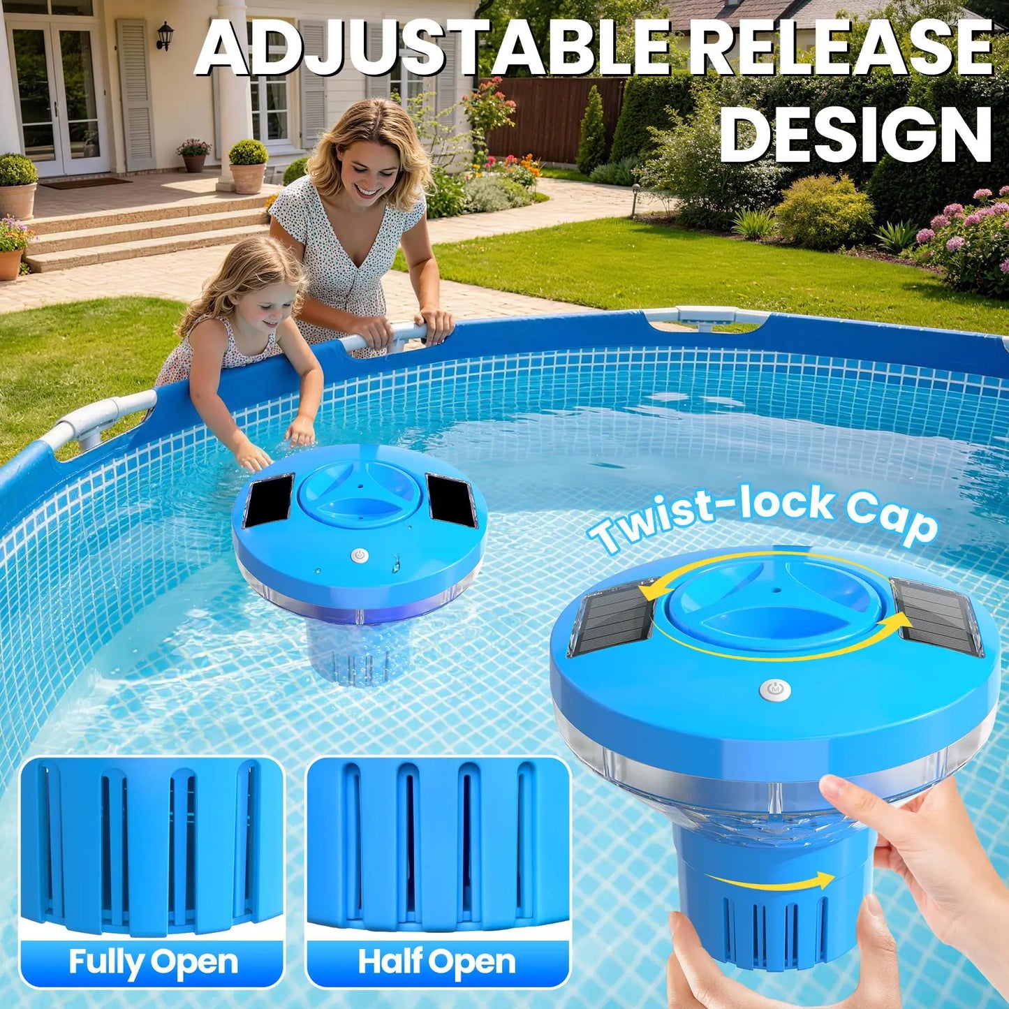 Illuminate Your Pool with the Solar Chlorine Floater - Colorful Light Show & Adjustable Dispenser for Effortless Maintenance!