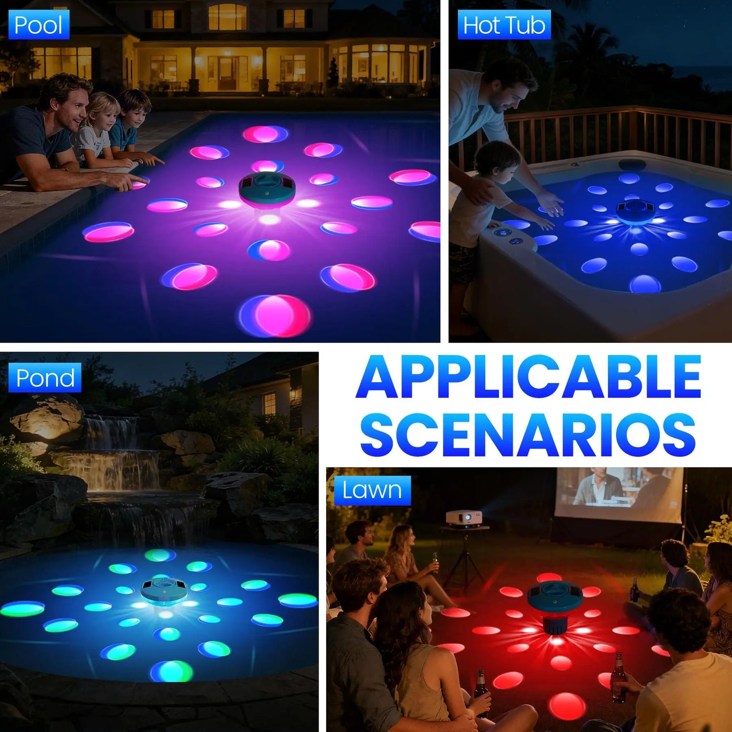 Illuminate Your Pool with the Solar Chlorine Floater - Colorful Light Show & Adjustable Dispenser for Effortless Maintenance!