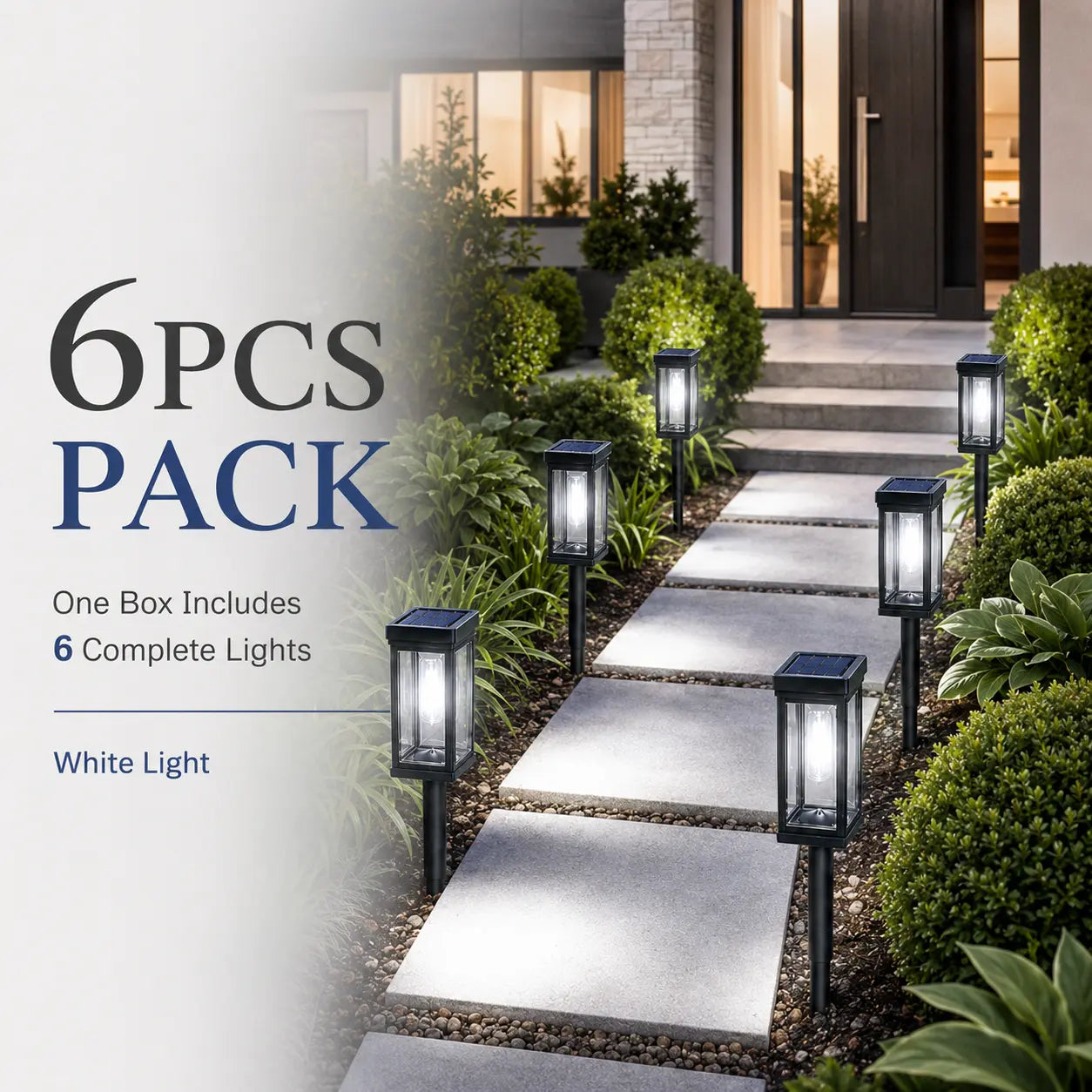Illuminate Your Outdoors: 6 Pack of Stylish Solar Pathway Lights for a Warm and Inviting Glow