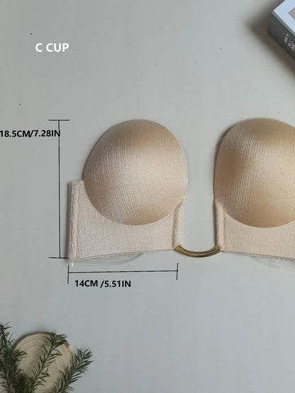 Women'S U-Shaped Backless Shaping Wireless Bra Strapless Chest Support Medium, Invisible Bras, Suitable for Party Dresses & Wedding Gowns, Comfortable Invisible Design, Elegant